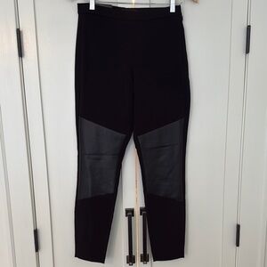 Black Leggings with Faux Leather Panels
